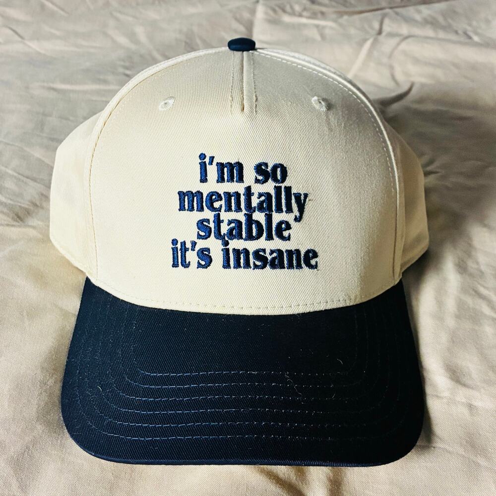 Visibly Toxic I'm So Mentally Stable It's Insane Hat Cream Navy Snapback